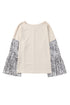 Beige Leopard Bell Sleeve Patchwork Plus Size Top
